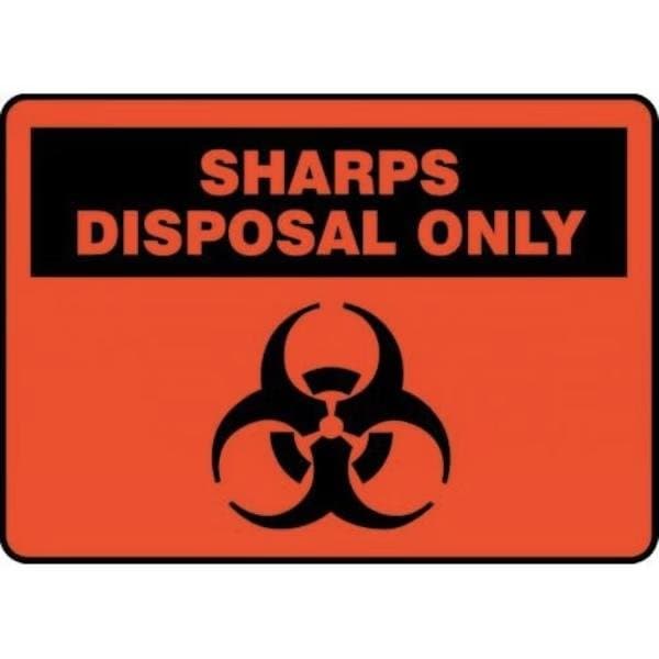 Accuform SAFETY SIGN SHARPS DISPOSAL ONLY 7 in MBHZ518XT - main
